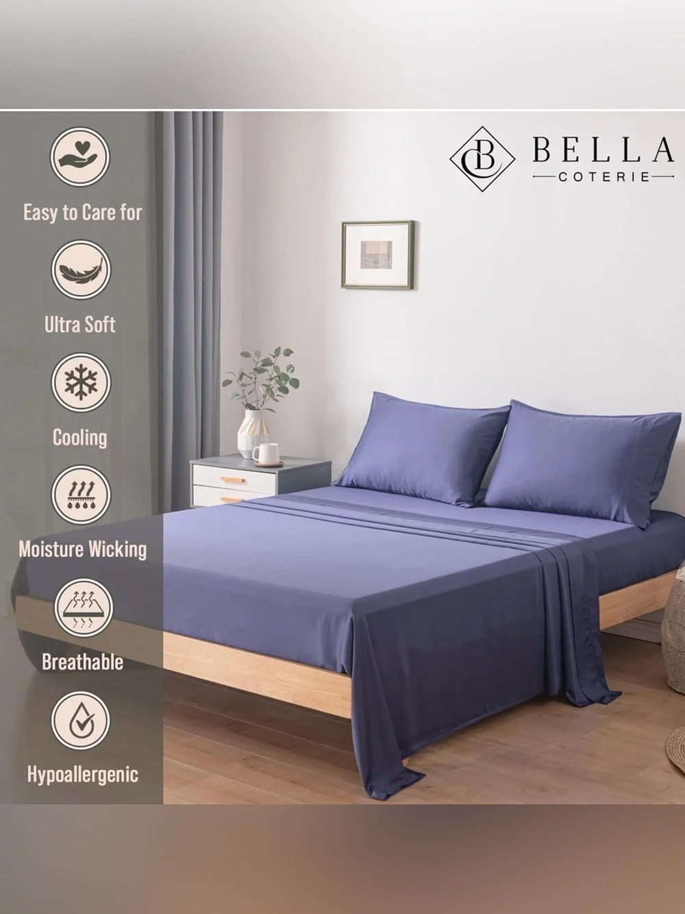 🫐 NEW 🫐 BC BELLA COTERIE LUXURY SHEETS, 400 COUNT